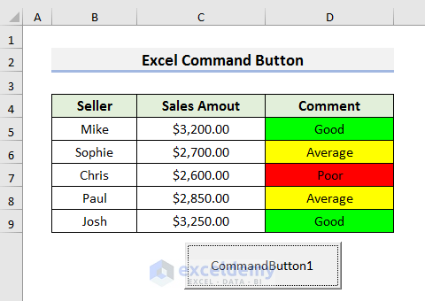 Use Excel Command Button to Change Cell Color Based on Value of Another Cell