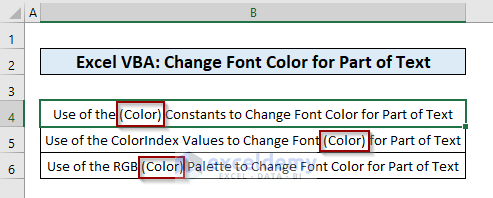 Excel VBA Change Font Color for Part of Text 