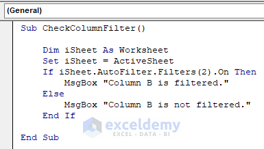 Excel vba to check if autofilter is on for column