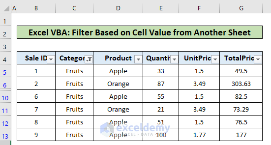 Excel VBA Filter Based on Cell Value on Another Sheet