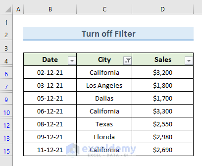 Excel VBA to Turn off AutoFilter