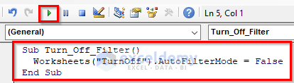 Excel VBA to Turn off AutoFilter