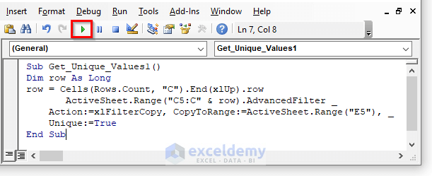 Find Exclusive Values from Column with Excel VBA