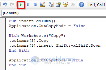 Apply VBA to Add Copied Column with Name in Excel