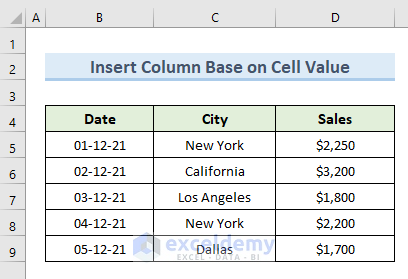 Insert Column with Name Based on Cell Value