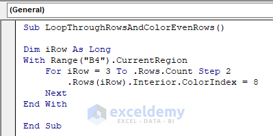VBA to Loop through Even Rows of Table in Excel
