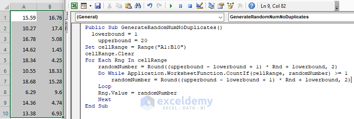 Excel VBA Random Number Generator No Duplicates