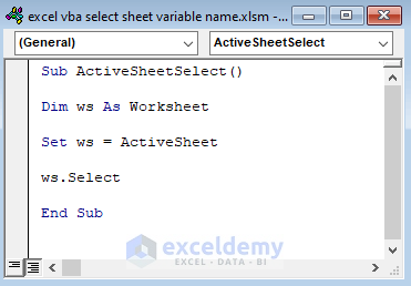 Select Active Sheet by Variable Name with VBA in Excel