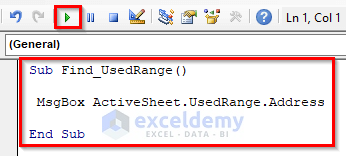 Find Cell Range of Selected UsedRange with Excel VBA
