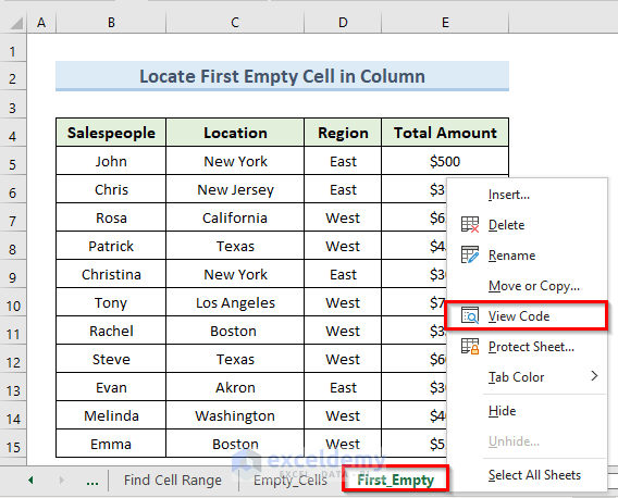VBA UsedRange to Locate First Empty Cell in Column in Excel