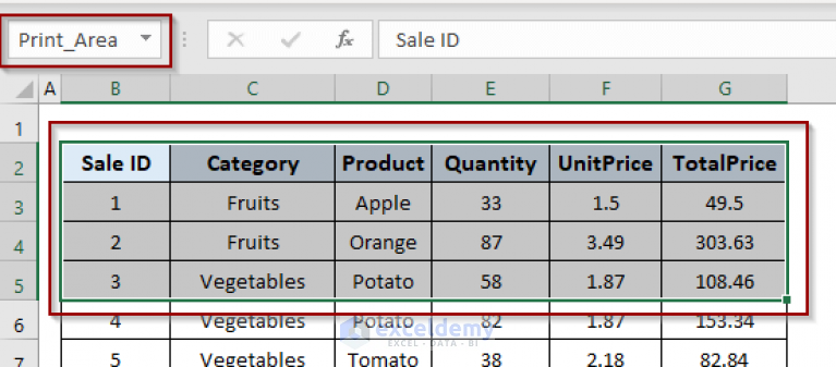 How to Set Print Area to Selection Using VBA in Excel (3 Methods)