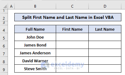 Excel VBA Split First Name and Last Name 