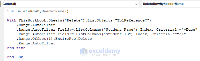 Reference Table Column by Name to Delete Value for Many Rows with VBA in Excel