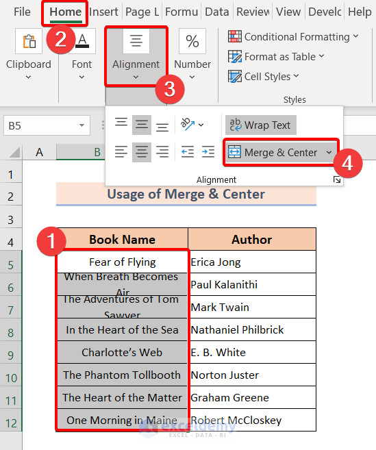 Unmerge the Merged Cells to Display All the Wrapped Text in Excel