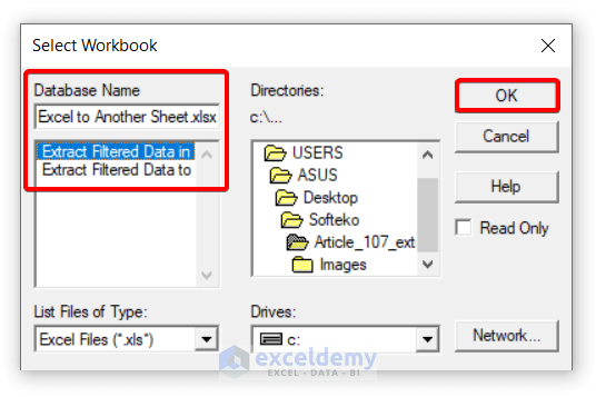 Select Workbook: Dynamically Extract Filtered Data to Another Sheet in Excel Using Power Query