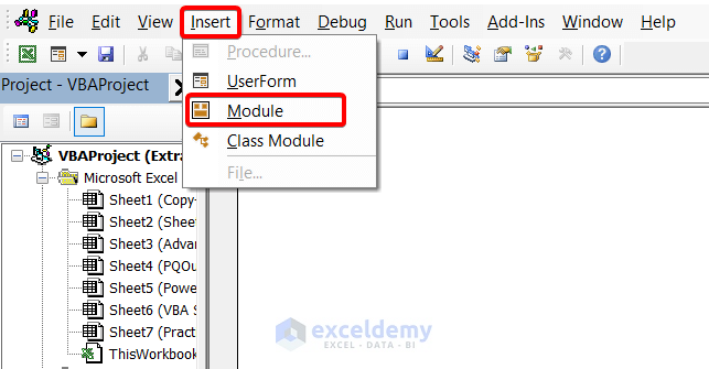 Add new module to Use VBA Script to Extract Filtered Data to Another Sheet in Excel