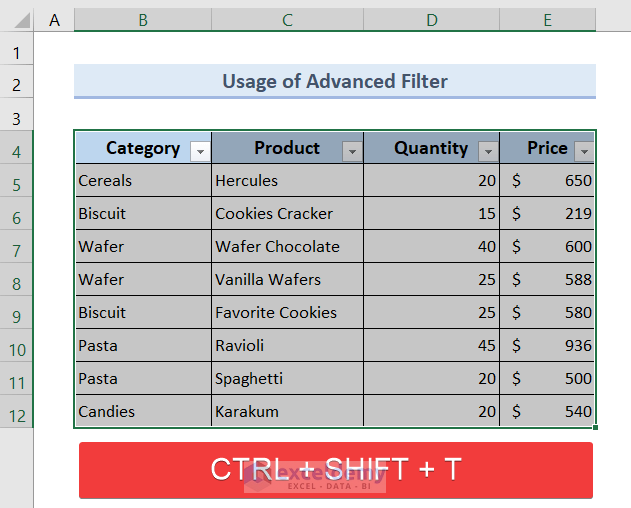 Apply Filter: Extract Filtered Data to Another Sheet in Excel Using Advanced Filter