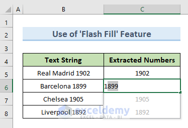 Use Flash Fill Feature to Extract Numbers If They Appear at End of Text in Excel