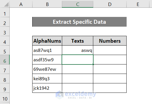 extract specific text and number data from a cell in excel