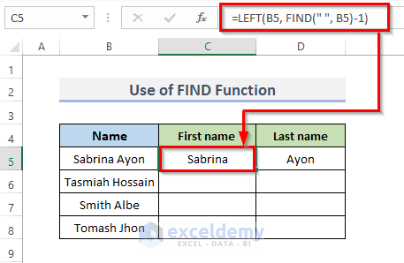 Find and Search Function in Excel