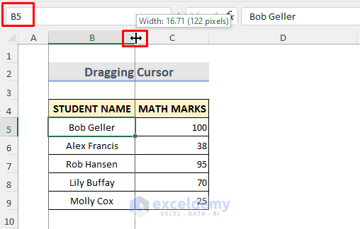 Set Cell Size by Dragging Cursor in Excel