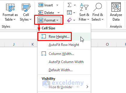 Excel Format Feature to Fix Cell Size Numerically