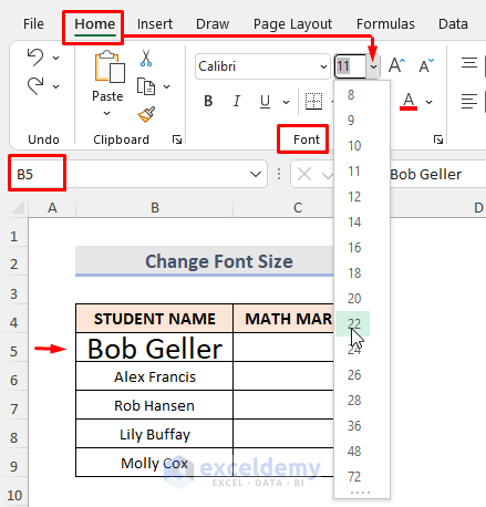 Change Font Size to Fix Excel Cell Size