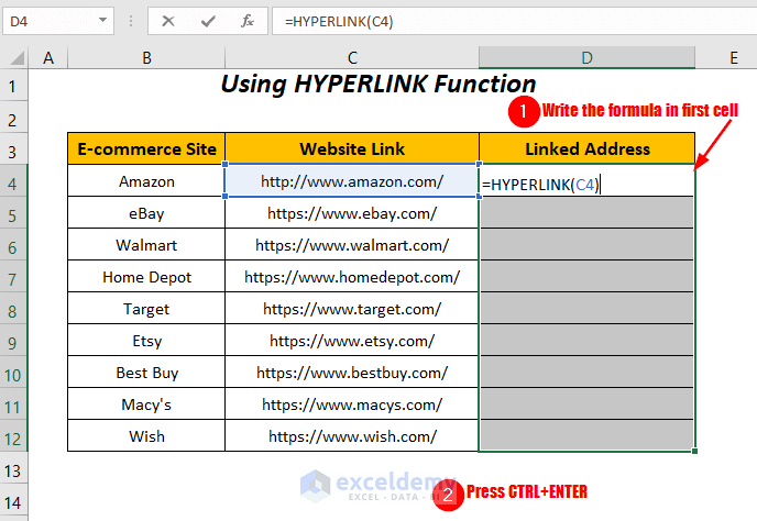 HYPERLINK function