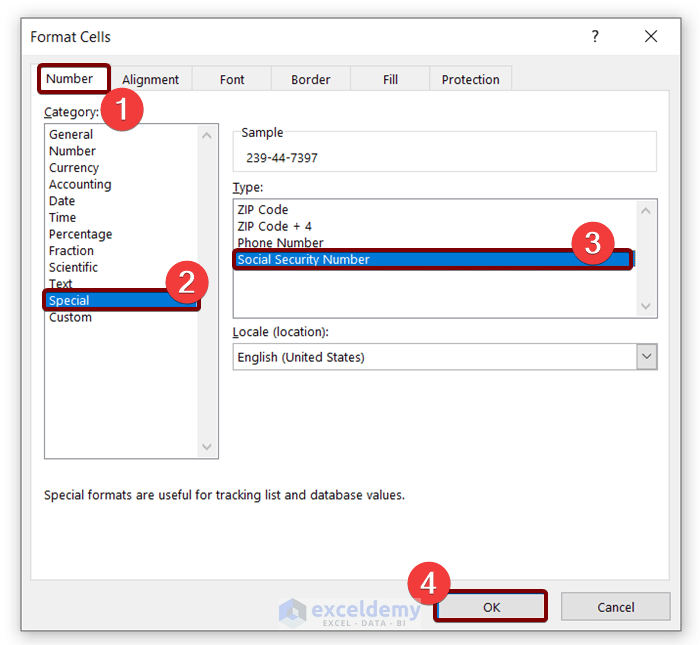 Add Dashes to SSN with Special Number Formatting in Excel