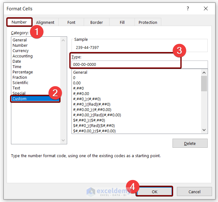 Apply Custom Number Formatting to Add Dahses to SSN in Excel