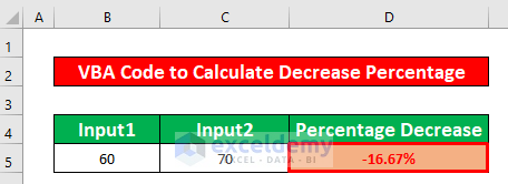 Run a VBA Code to Calculate Percentage Decrease in Excel