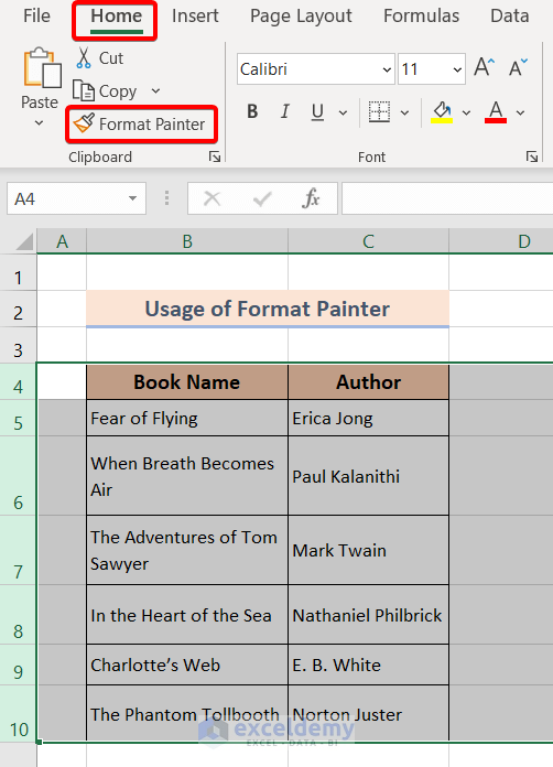 Use Format Painter to Copy Multiple Row Height in Excel