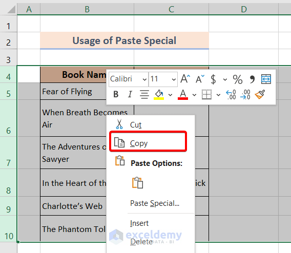 Copy Multiple Row Height in Excel Using Paste Special Feature
