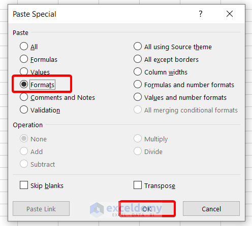 Paste Special Dialog Box: Copy Multiple Row Height in Excel Using Paste Special Feature