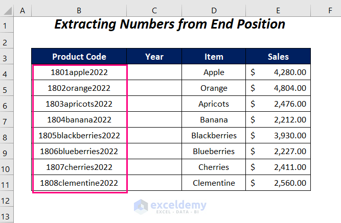 how to extract specific numbers from a cell in Excel