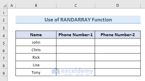 Apply RANDARRAY Function to Generate Random 10 Digit Number