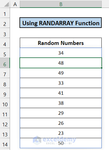 Use of RANDARRAY and UNIQUE Functions to Generate Random Numbers Without Duplicates