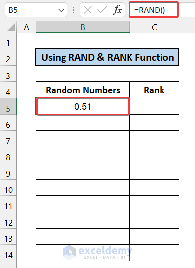 RAND And RANK Functions to Get-Random Numbers Without Duplicate