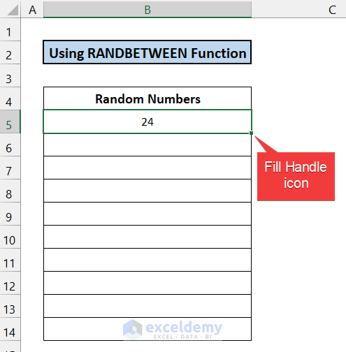 Using RANDBETWEEN Function to Generate Random Numbers