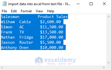 Apply Copy & Paste Features for Importing Data from Text File