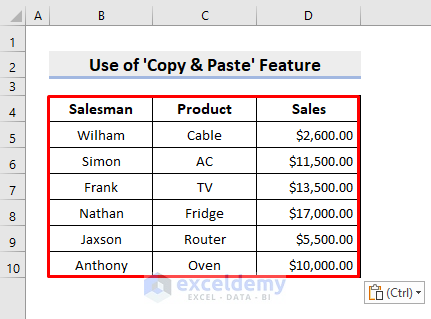 Apply Copy & Paste Features for Importing Data from Text File