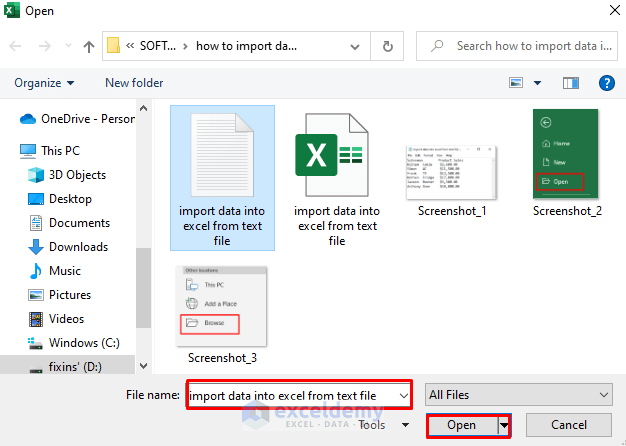 Import Data from Text File by Opening It in Excel