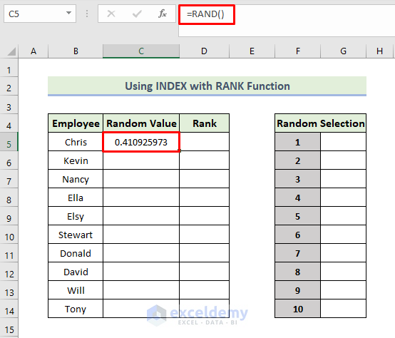 Combining INDEX with RANK Function