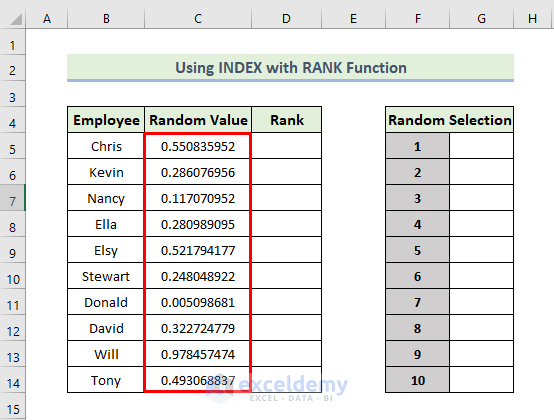 Combining INDEX with RANK Function