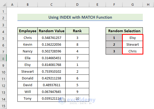 How to Make a Random Selection From List Without Repetition in Excel