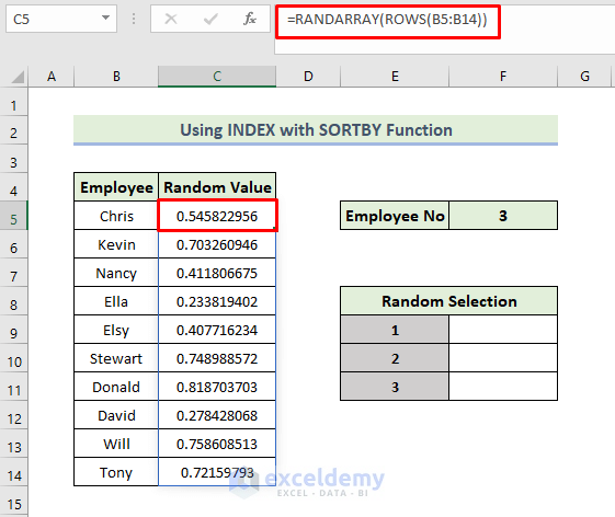 How to Make a Random Selection From List Without Repetition in Excel