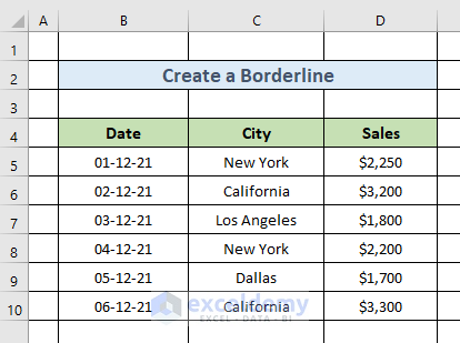 Create a Border on Worksheet to Make Gridlines Darker in Excel