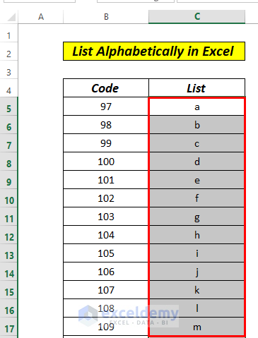 how to make list in excel alphabetical 