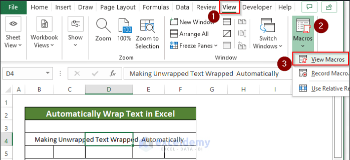 Using VBA to Wrap Text Automatically