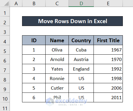 How to Move Rows Down in Excel